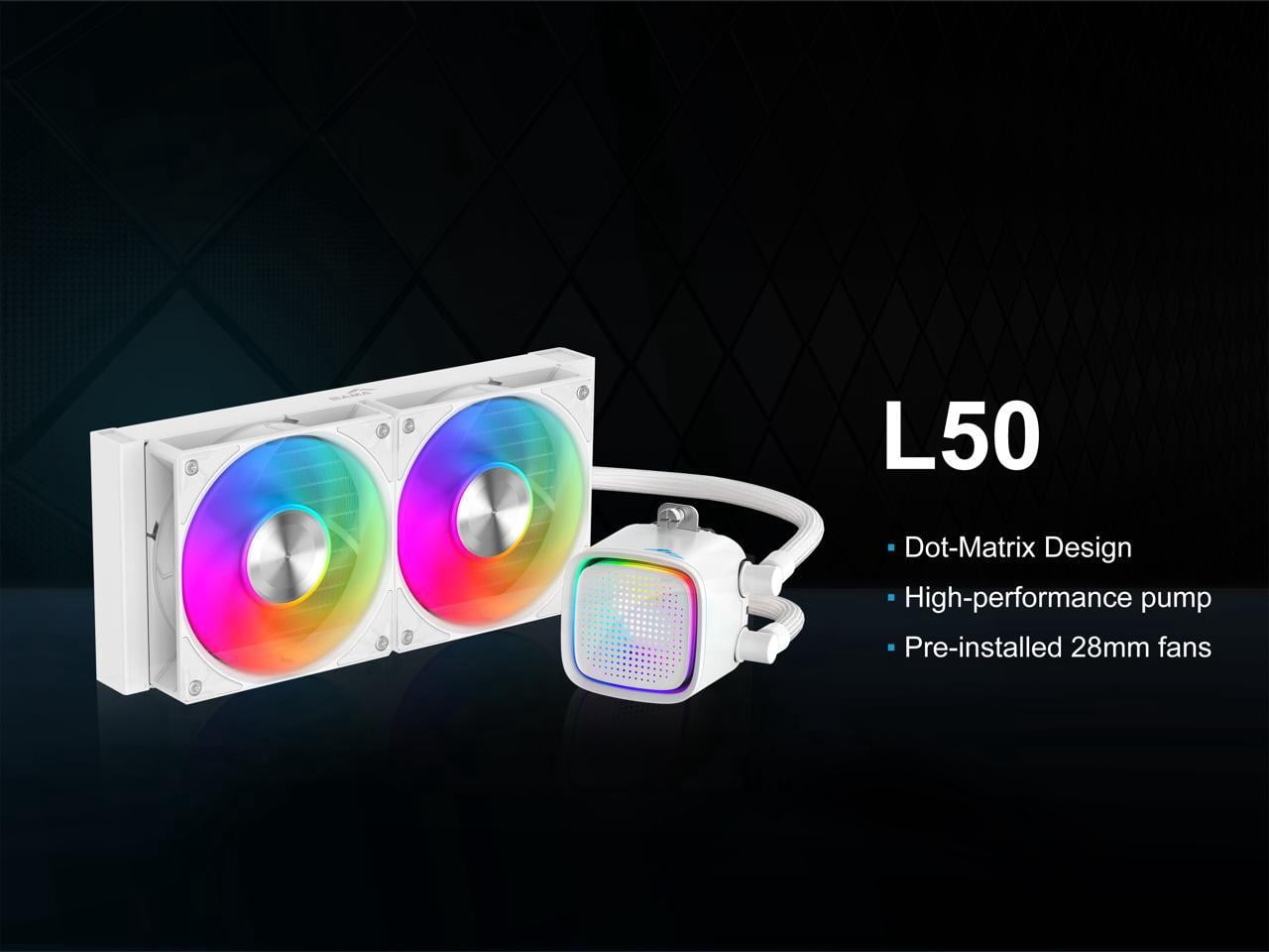 Sama L50White(240mm) 240mm ARGB Liquid CPU Cooler White Dual 120mm