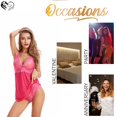 thumbnail image 4 of Celino Lingerie Deux Pièces en Dentelle Rose Fraise Érotique - Ensemble 2 Pcs avec String, 4 of 8