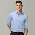 thumbnail image 3 of HISDERN Long Sleeve Dress Shirts for Men Casual Button Down Formal Business Shirt Light Blue, 3 of 7
