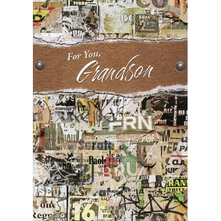 Designer Greetings Earthtone Collage with Silver Foil Accents: Grandson Birthday