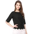 thumbnail image 1 of Blusa Bordado Cuello Redondo Codo De Para Mujer Mangas Negro L, 1 of 6