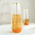 thumbnail image 2 of Efavormart 6 Pack 9 oz Clear Disposable Stemless Champagne Flutes with Gold RIM Cylinder Glass, 2 of 11
