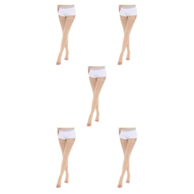 Baohd Soft And Stretchy Compression Stockings Fashionable And Comfortable Open Toe-Skin Color L 5Set