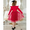 thumbnail image 5 of Oudiya Toddler Tutu Dresses Girls Long Sleeve Ruffle Fall Winter Holiday Star Sequin Tulle Dress 2-6Y, 5 of 7