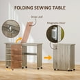 thumbnail image 4 of HOMCOM Folding Sewing Table Mobile Sewing Machine Cabinet with Shelf Grey, 4 of 10