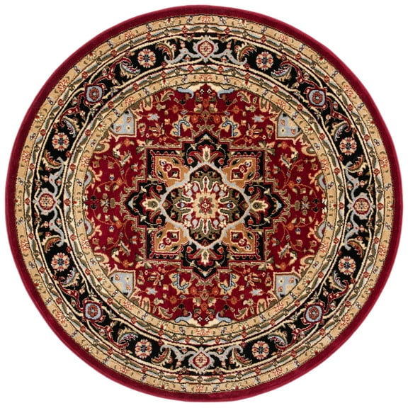 SAFAVIEH Lyndhurst Miranda Floral Area Rug, Red/Black, 3'3" x 3'3" Round