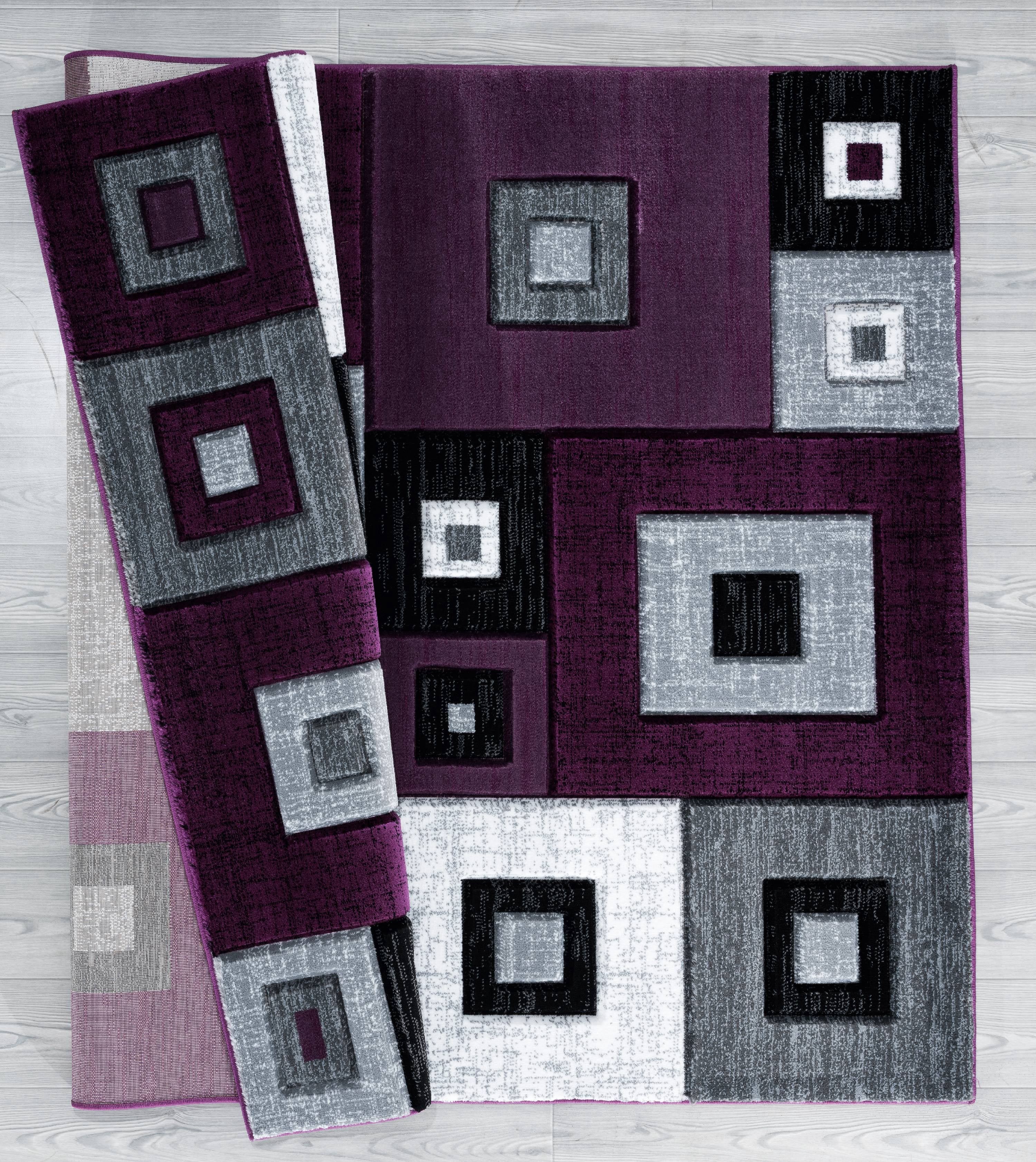 United Weavers Drachma Benson Modern Geometric Area Rug, Plum, 5'3" x 7'6"