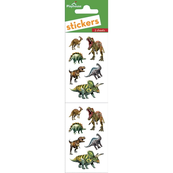 Playhouse Dinosaur World Pack of Three Perforated Sticker Half-Sheets