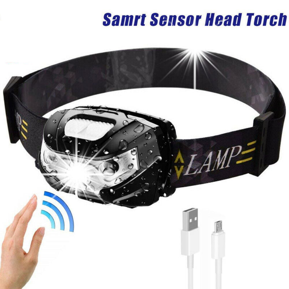 Super Bright Waterproof Head Torch Headlight LED USB Rechargeable Headlamp Fish 