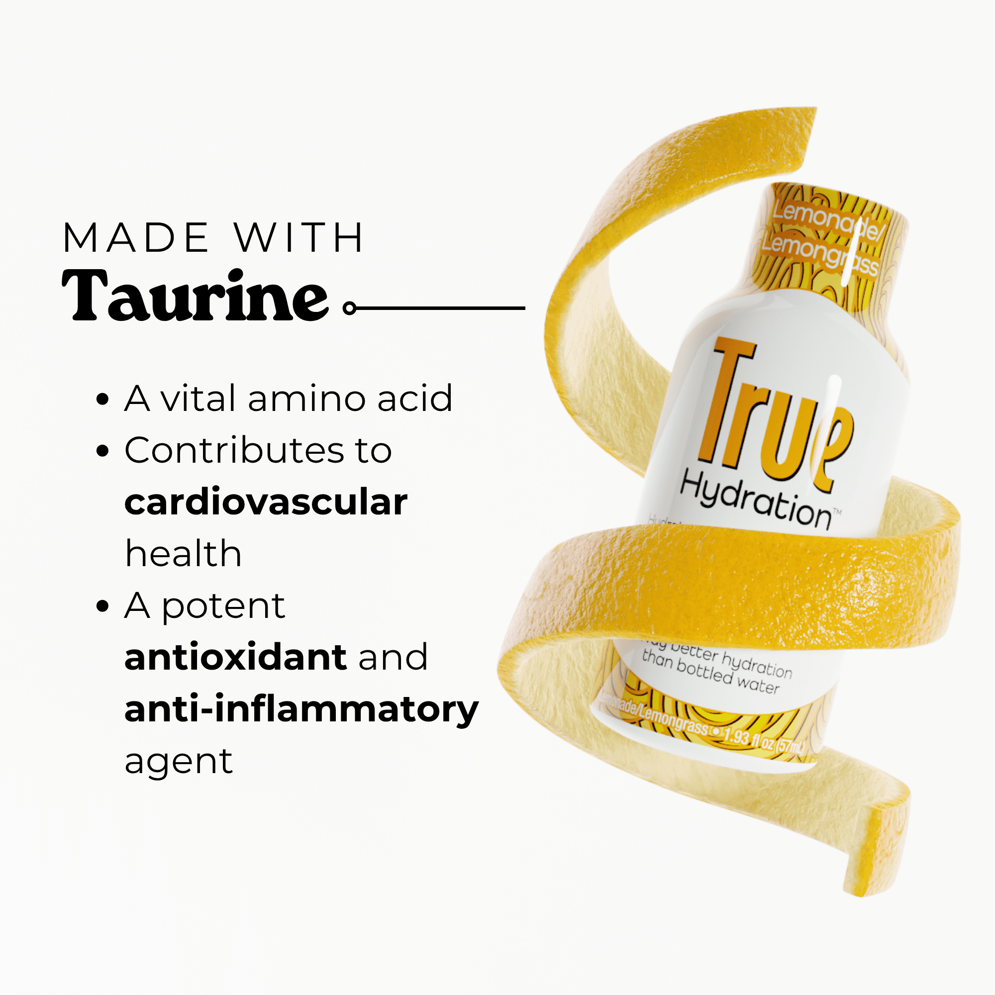 True Hydration Shots Lemonade Lemongrass Water – 12 Pack of 1.93 fl oz – Electrolytes – Amino Acids – Zero Sugar – Zero Sodium – Vegan – Gluten-Free