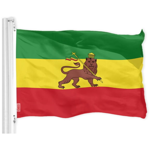 G128 Ethiopia Lion Flag | 3x5 feet | Printed 150D – Indoor/Outdoor, Vibrant Colors, Brass Grommets, Quality Polyester, Much Thicker More Durable Than 100D 75D Polyester