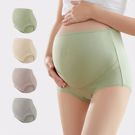 

harmtty Maternity Underpants High Elasticity Solid Color Comfortable Super Soft Material Anti-pilling Cozy Cotton High Waist Belly Support Pregnancy Briefs for Women Skin Color