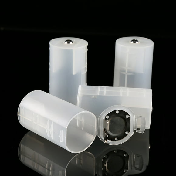 4pcs AA to Size D Battery Adapters Holder Converter Cases Plastic Battery Converter for Electronics and Emergency Situations 2xAA to 1xD Battery Conversion
