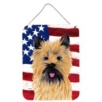 Carolines Treasures SC9017DS1216 USA American Flag with Cairn Terrier Wall or Door Hanging Prints 12x16 multicolor