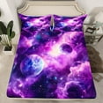 thumbnail image 2 of Manfei Galaxy Starry Sky Bed Sheets,Universe Palnets King Sheets,Purple White Sheet Set For Girl Boys,Microfiber Bedroom Decor,4pcs, 2 of 7