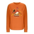 thumbnail image 4 of asdoklhq Thanksgiving Shirts Women's Casual Loose Thanksgiving-print Round-neck Drop-shoulder Long-sleeved Sweater Top Orange M, 4 of 4