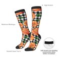 thumbnail image 4 of Naloa Autumn Pumpkins Gingham Thigh High Socks Extra Long Stretchy Sock Women Over Knee High Opaque Stocking Daily Wear, 4 of 6