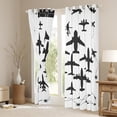thumbnail image 4 of Airplane 42"x84" Set of 2 Panels Window Curtains & Drapes Aircrafts Silhouette Blackout Curtains Aviation Themed Planes Curtains Black White Window Treatments Airplane Decor, 4 of 6