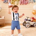thumbnail image 2 of WAYUTE Baby Boy Clothes First Birthday Party Outfit Cute Romper with Suspenders Shorts Overalls for Toddler Casual Outfit Sets, 2 of 5