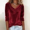 thumbnail image 3 of FAHXNVB 3/4 Sleeve Cowl Neck T-Shirts for Women Silk Satin Dressy Comfortable Going Out Tees Tops Fashion Summer Business Casual Tunic Blouse, 3 of 7