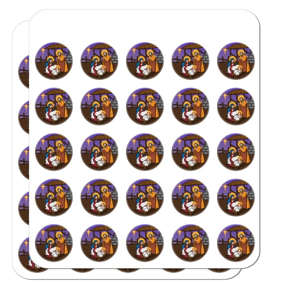 Nativity Scene Baby Jesus Mary Joseph Christmas Christian Bible 1" Planner Calendar Scrapbooking Crafting Opaque Stickers