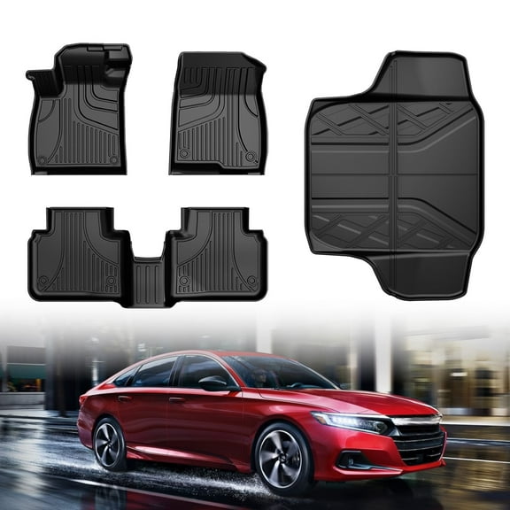 IKABEVEM Car Floor Mats & Cargo Liner TPE Rear Trunk Mat Set For Honda Accord 2018-2022 All Weather Liners Protection