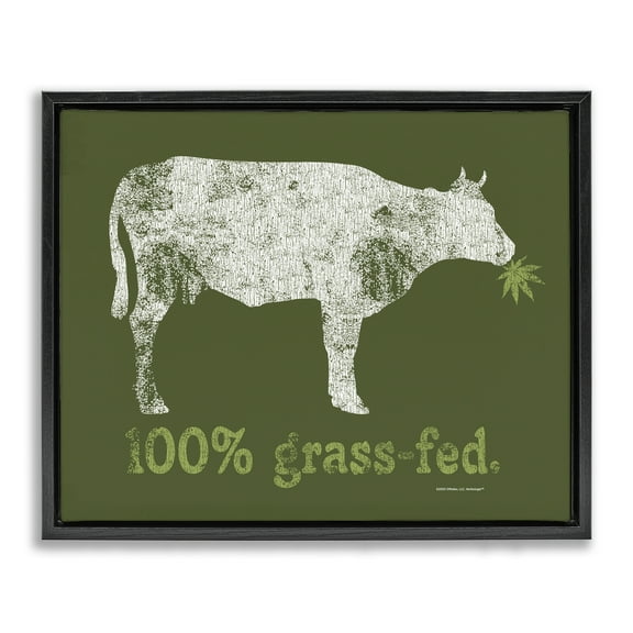 Stupell Industries Grass Fed Cow Animals Painting Black Floater Framed Canvas Art Print Wall Art, 21 x 17
