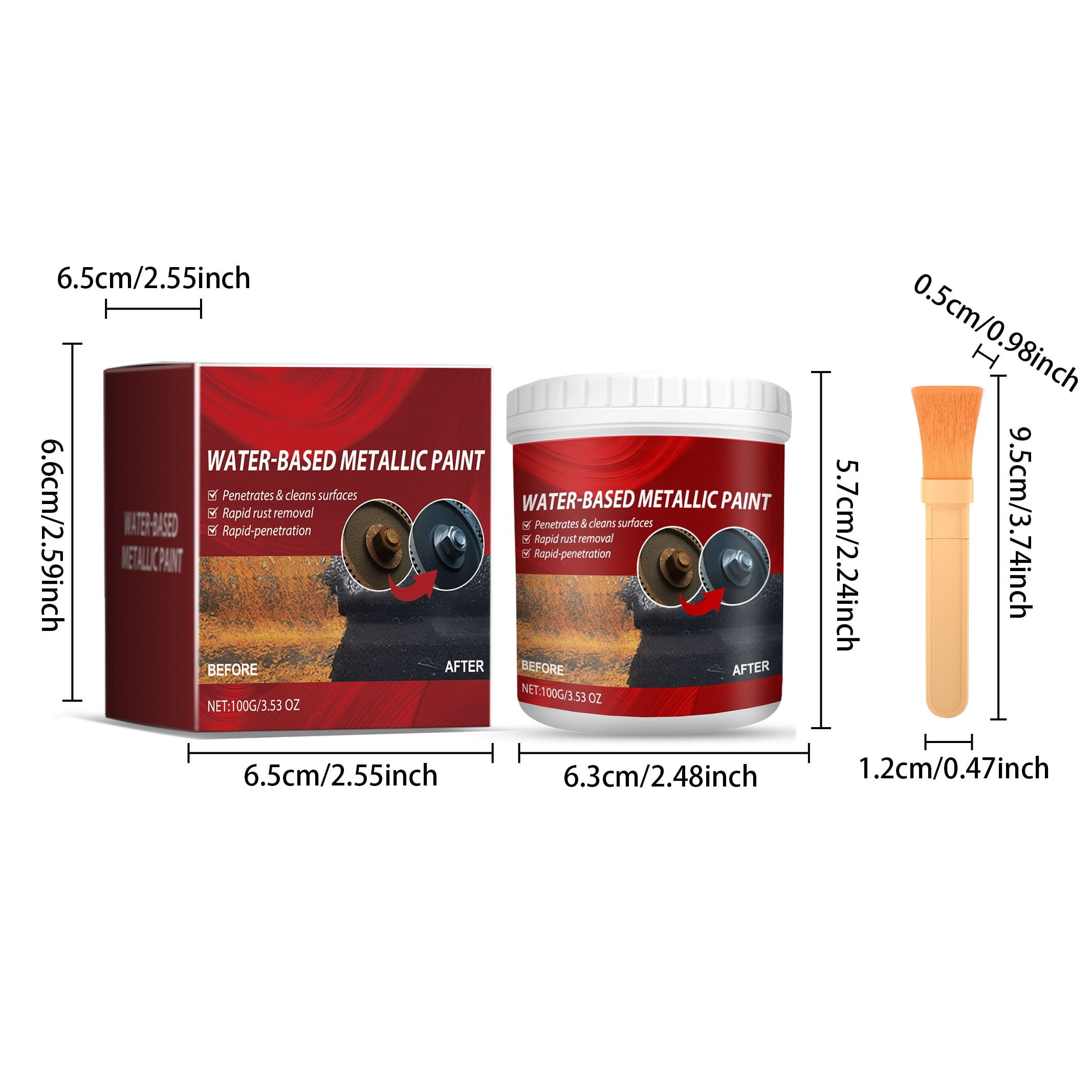 Alvantor Rust Converter Paint, Black Rust Reformer Paint for Metal, 3.53oz