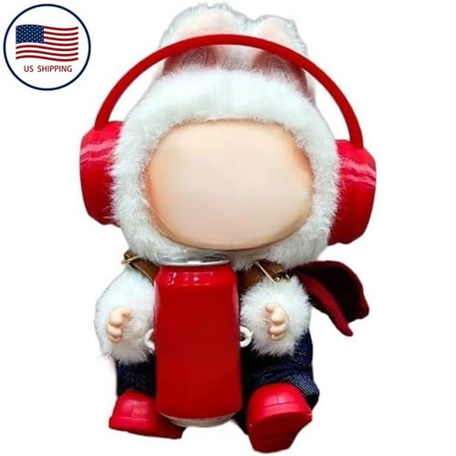 Clothes for LUFUFU 3Piece Outfit Set with Headphones Trendy for 17cm Cola Doll Small Dog Winter Coat, Warm Plaid Hoodie for Chihuahuas and Puppies
