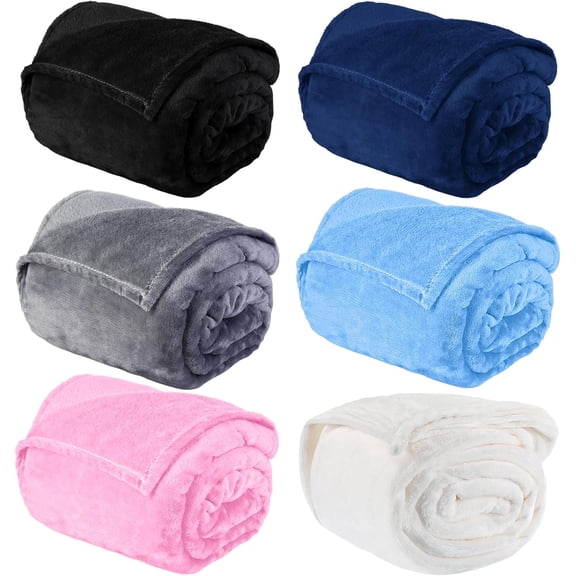 6 Pcs Fleece Throw Blanket Bulk 50'' x 60'' Cozy Throw Blankets for Homeless Women Men Sofa Plush Soft and Breathable Lightweight Blankets for Couch Bed Office Homes (Multi-Color)
