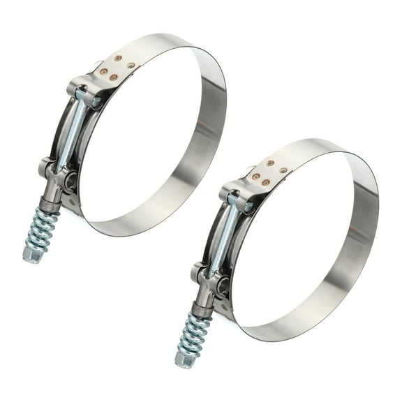 Uxcell T-Bolt Hose Clamps with Spring, 2 Pack Stainless Steel Adjustable Worm Hose Clamp for 3.75" Hose ID