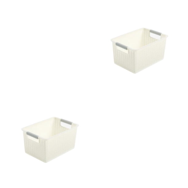 Caja de plástico apilable Naiovety organizador de almacenamiento duradero color rosa y blanco