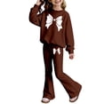 thumbnail image 3 of Tiijoy Girls 2-Piece Bow Crewneck Sweatshirt and Flared Pants Outfits, Sizes 3-10, 3 of 3