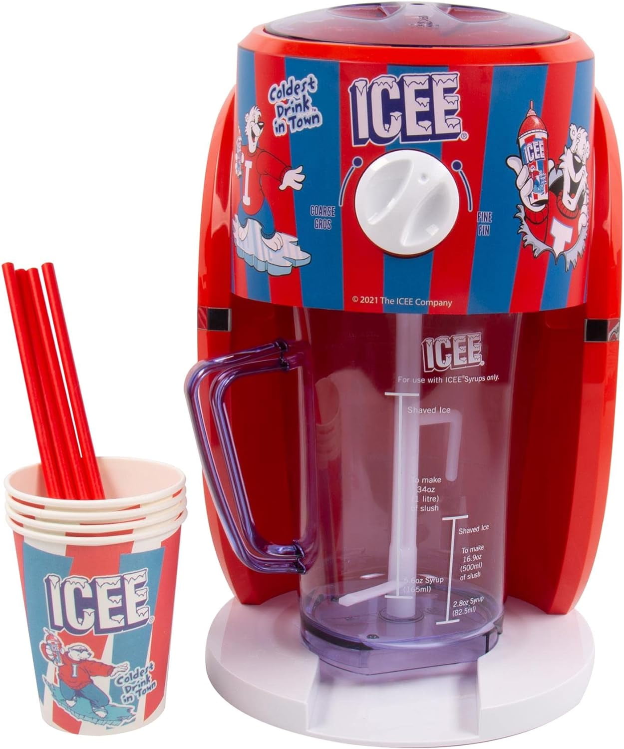 ICEE Snow Cone Machine. Genuine ICEE Home Slushie Ice Shaver. Creates up to half a Gallon of Ice Cold ICEE Slushy. Officially Licensed ICEE Merchandise.