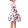 thumbnail image 2 of FKELYI Mushroom Plants Long Sleeve Dress Aesthetic Size 5-6 T Comfy Twirl Swing Dresses for Kids Girls Casual Midi Length Dress for School Home, 2 of 4