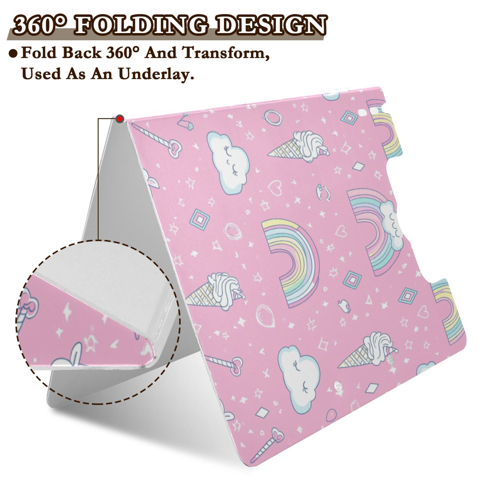 FORMRS A4 Clipboard Folder with Pen Holder Horizontal Foldable School Office Binder, Ice Cream Rainbow Pattern