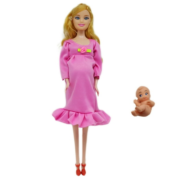 Wdhugt Pink Interactive Surprise Mommy Doll Set With Removable Belly And Detachable Baby 30Cm Role Play Toy For Imaginative Play Plastic Material Pink