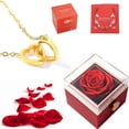 thumbnail image 2 of NICKSUN 14K Rose Gold Plated Double Heart Shaped Necklace Shiny Wedding Jewelry Gifts, 2 of 11