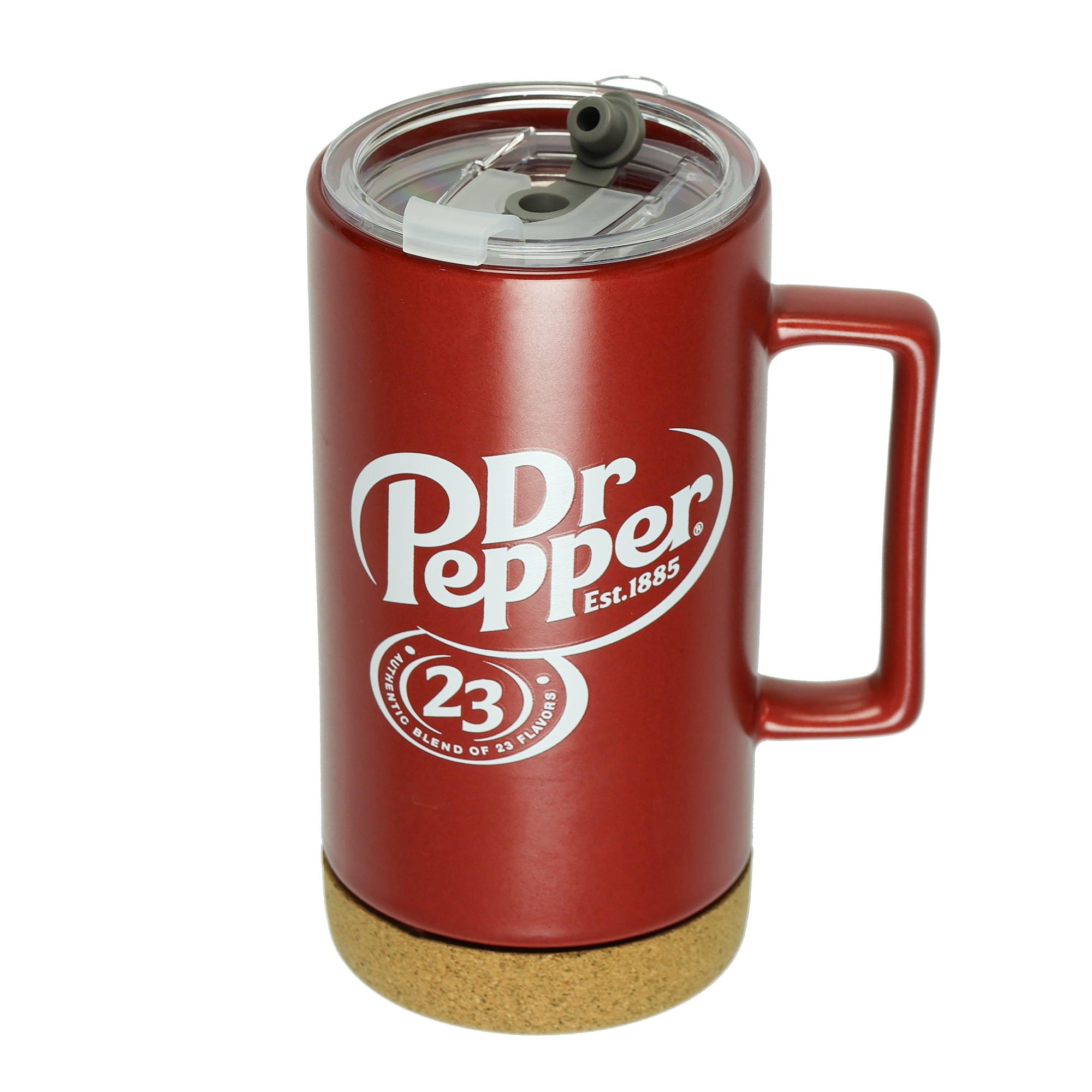 Dr Pepper 16 oz Travel Coffee Mug Keychain and Holographic Sticker Bundle Set