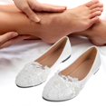 thumbnail image 2 of 1 Pair Handwork Wedding Shoes Stylish Lace Pearl Flower Wedding Shoes White Wedding Dress Supplies Bridal Flat Shoes Leisure Women Shoes Size 40, 2 of 4