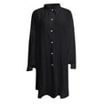 thumbnail image 4 of RYRJJ Womens Button Down Shirts Oversized Linen Cotton Long Sleeve Blouse Tunic Tops Cover Up Shirt Loose Beach Shirt Dress(Black,XXL), 4 of 6