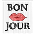 thumbnail image 3 of Ambesonne Lifestyle Shower Curtain, Vintage Bon Jour Words, 69"Wx84"L, Black Red, 3 of 3