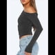 thumbnail image 4 of Blusa Informal de Larga con Cuello y Hombros Descubiertos para Mujer, Ajustada, para Salir, Estilo Y2K Gris Oscuro M, 4 of 7