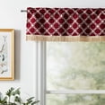 thumbnail image 2 of Violet Linen Signature Chenille Diamond pattern, Polyester Chenille Jacquard, with Fringes, Burgundy, 60 Inch x 18 Inch, Decorative Window Treatment Rod Pocket Curtain Valance, 2 of 7