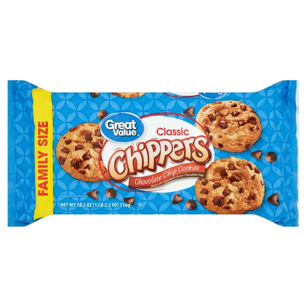 Great Value Classic Chocolate Chip Cookies, Family Size, 18.2 oz ...