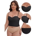 thumbnail image 3 of DARING DIVA Women's Plus Spaghetti Straps Wireless Padded Camisole 3XL Black, 3 of 6