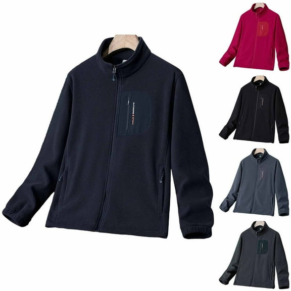 BiZtdJrK Stand Collar Jacket for Men Polar Fleece Long Sleeve Zip Up Jackets Big and Tall Casual Winter Outerwear with Zipper Pockets Army Green XXXL