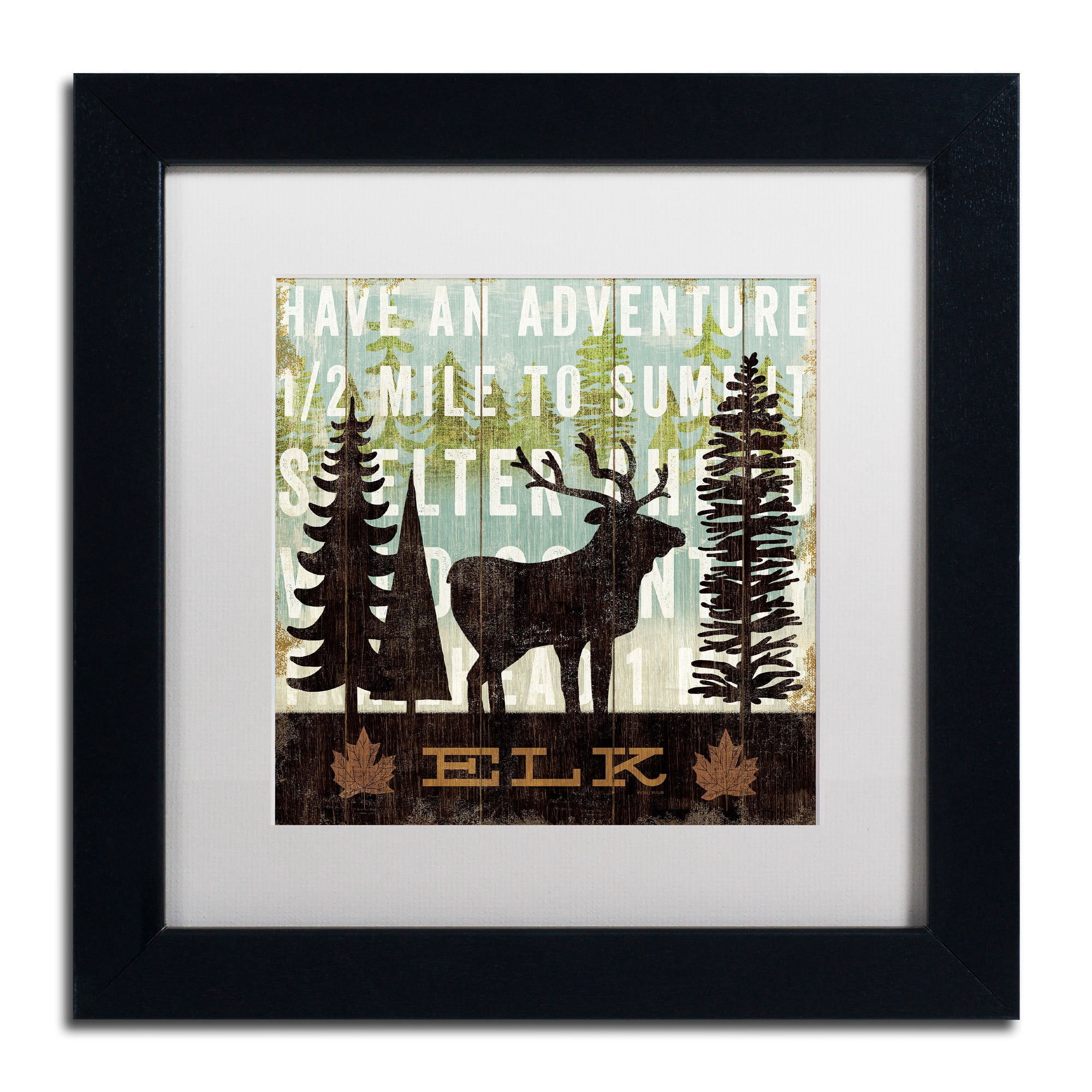 Trademark Fine Art "Simple Living Elk" Canvas Art by Michael Mullan, White Matte, Wood Frame