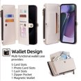 thumbnail image 3 of Wallet Phone Case for Motorola Moto G Play 4G 2024, Crossbody Shoulder Strap Cards Holder Zipper Pocket RFID Blocking Drop Protection Shockproof Case Cover for Moto G Play 4G 2024,White, 3 of 8