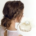 thumbnail image 2 of Unique Bargains 1 Pc Floral Rhinestone Faux Pearl Scrunchies for Home Beige, 2 of 5